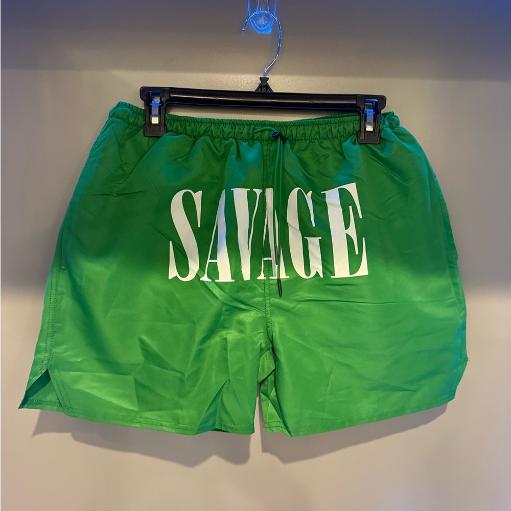 Vibrant Green Swim Trunks Comfortable Glossy